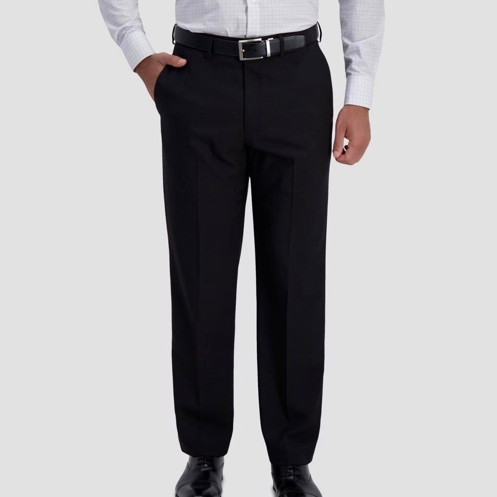Haggar H26 Mens Premium Stretch Dress Pants Black 42x32 Classic Fit Hd00928